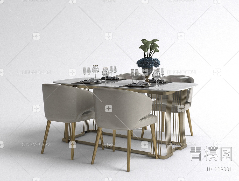 餐桌椅组合3D模型下载【ID:339001】