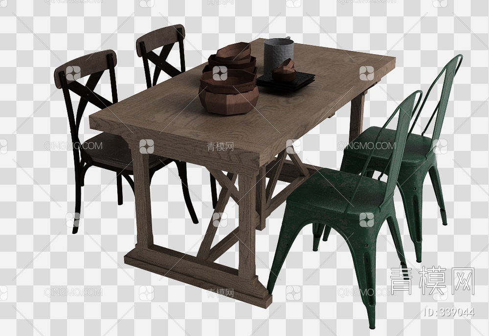 桌椅组合3D模型下载【ID:339044】
