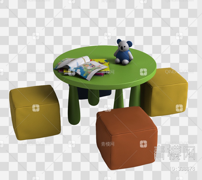 儿童桌椅3D模型下载【ID:338878】
