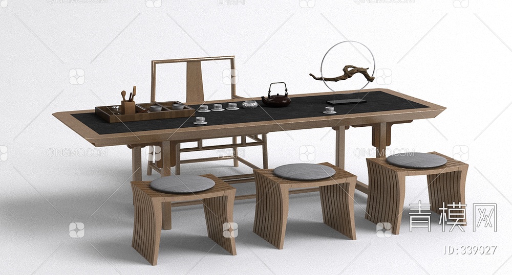 茶桌椅3D模型下载【ID:339027】