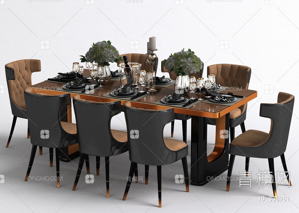 餐桌椅组合3D模型下载【ID:338981】