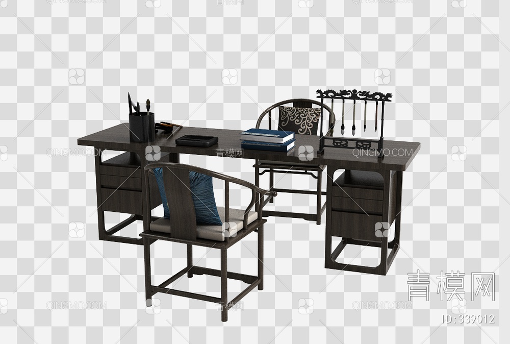 书桌椅组合3D模型下载【ID:339012】
