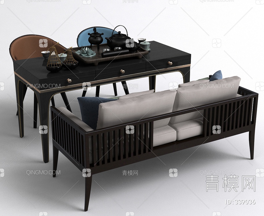 餐厅茶桌椅3D模型下载【ID:339036】