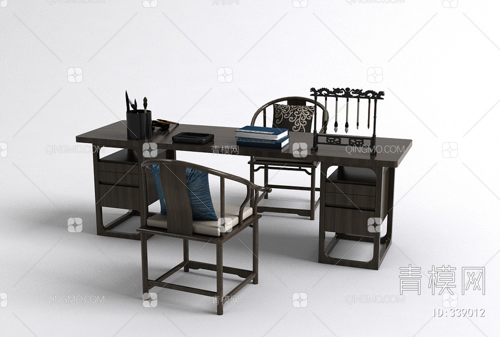 书桌椅组合3D模型下载【ID:339012】