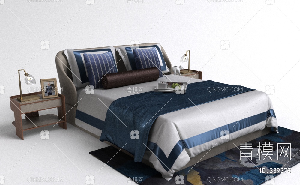 卧室床组合3D模型下载【ID:339378】