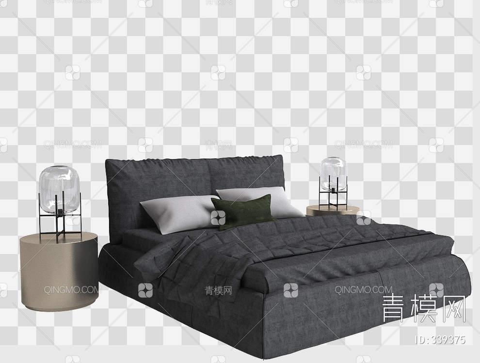 卧室床3D模型下载【ID:339375】