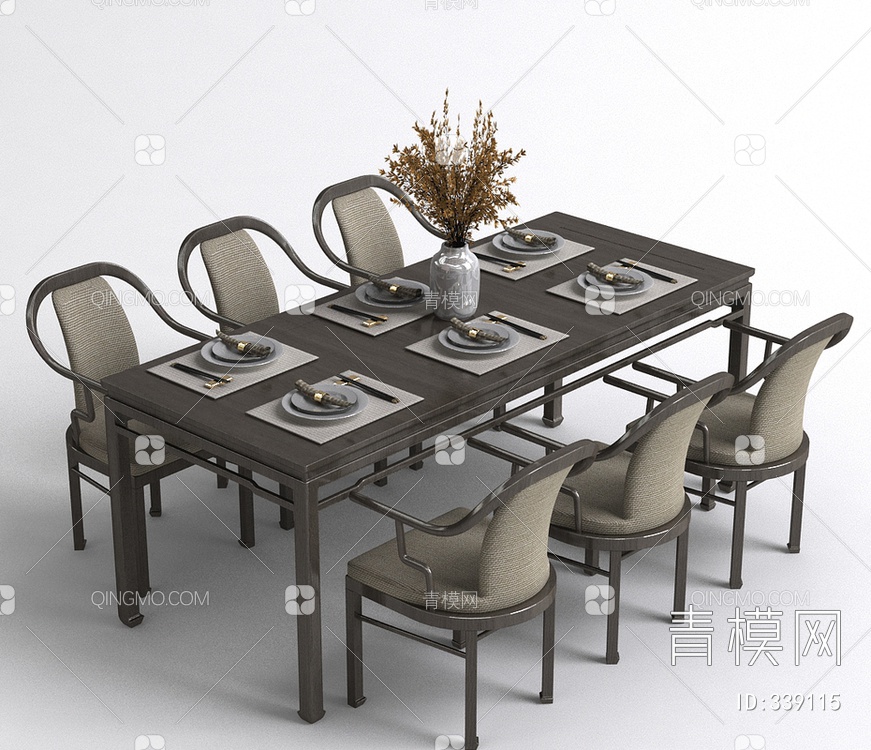 餐桌椅组合3D模型下载【ID:339115】