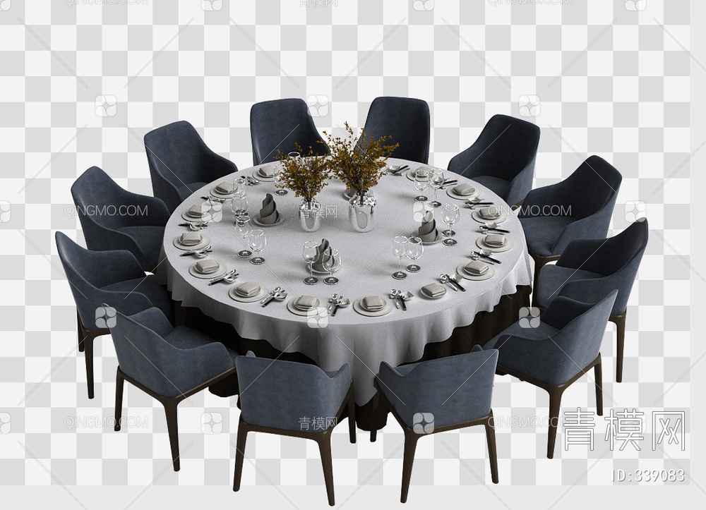 餐厅餐桌椅3D模型下载【ID:339083】