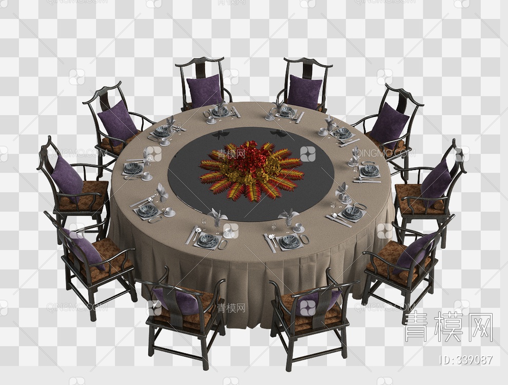 餐厅餐桌椅3D模型下载【ID:339087】