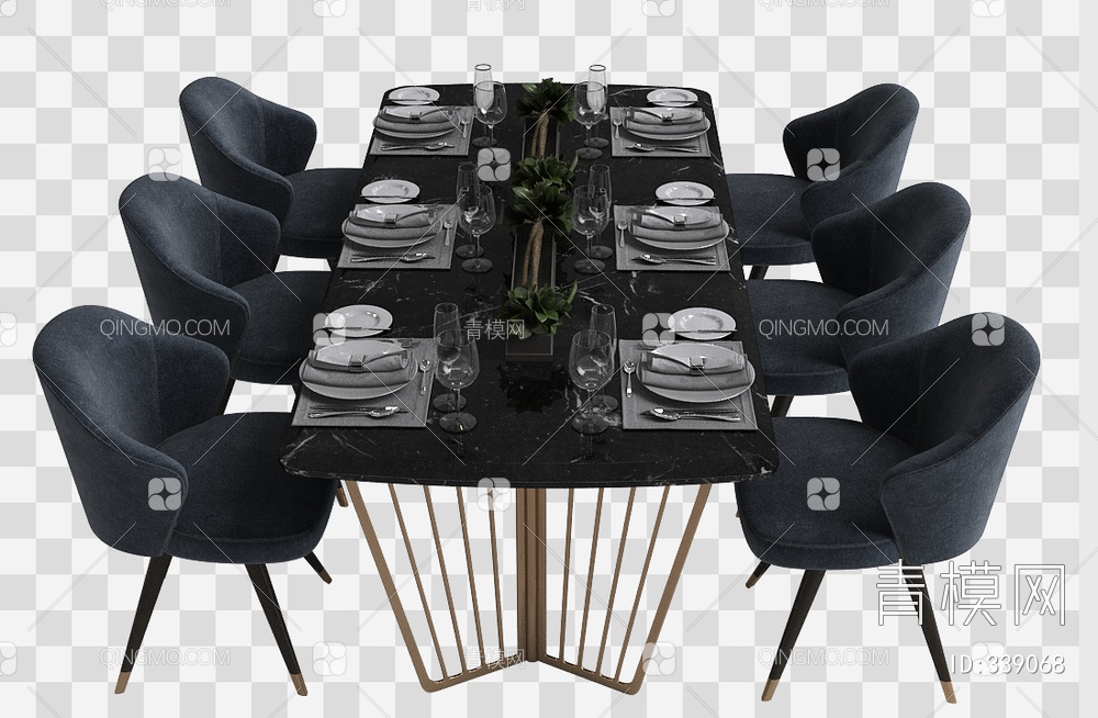 餐桌椅组合3D模型下载【ID:339068】