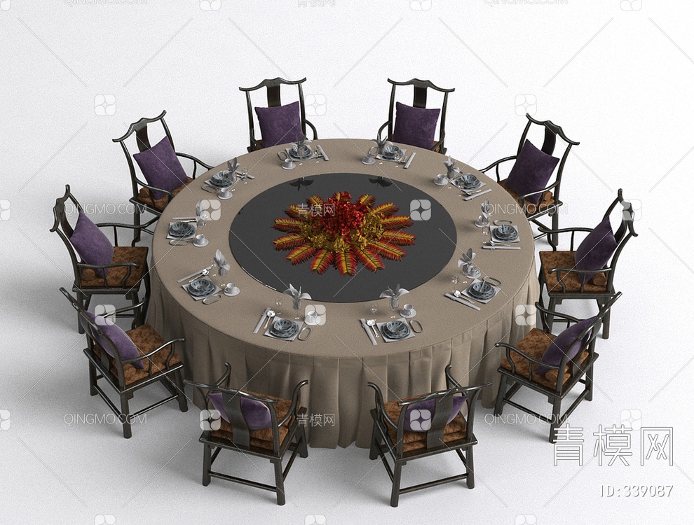 餐厅餐桌椅3D模型下载【ID:339087】