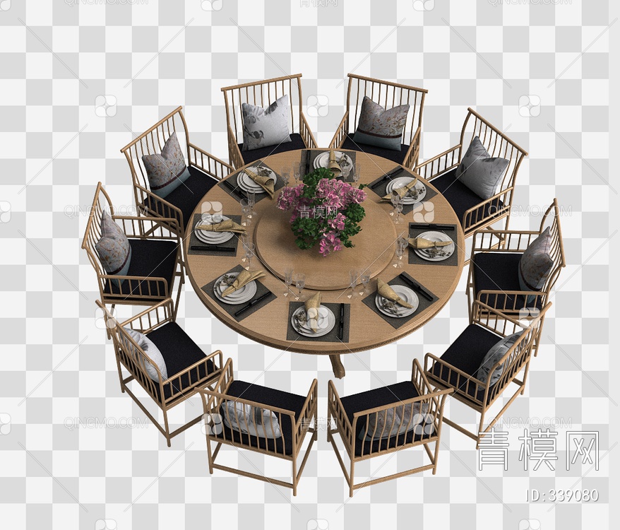 餐厅餐桌椅3D模型下载【ID:339080】