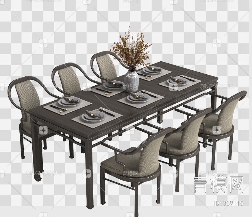 餐桌椅组合3D模型下载【ID:339115】