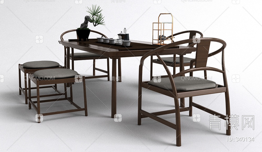 茶桌椅3D模型下载【ID:340134】