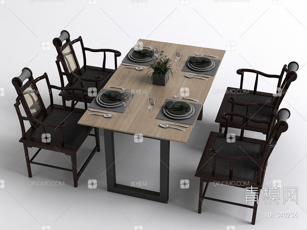 餐桌椅组合3D模型下载【ID:340236】