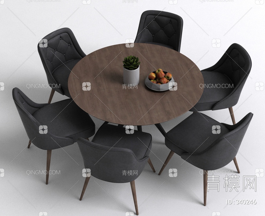 圆餐桌椅3D模型下载【ID:340246】