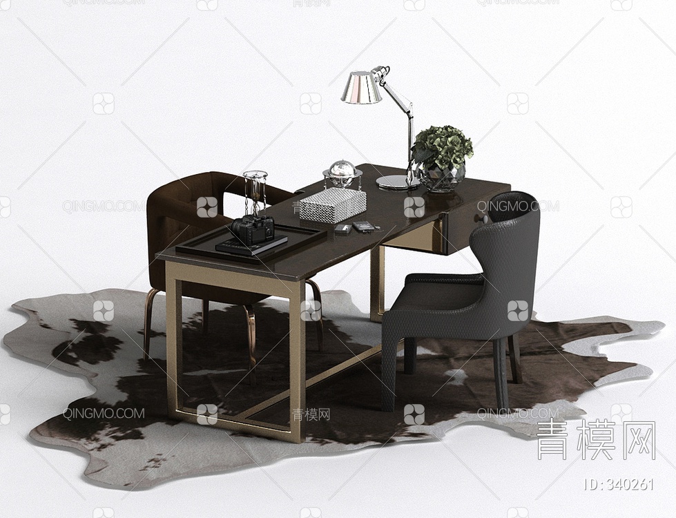 书桌椅组合3D模型下载【ID:340261】