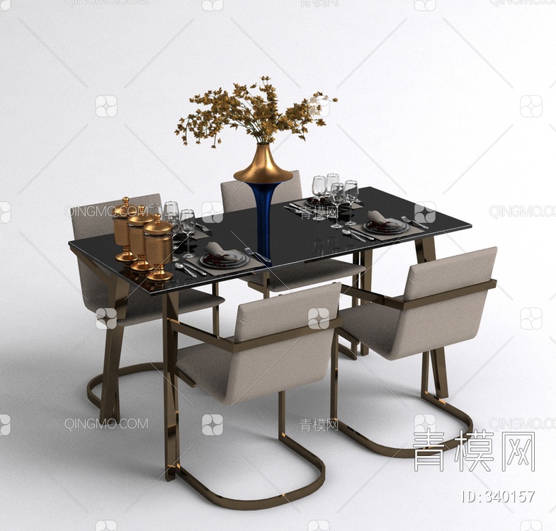 餐桌椅3D模型下载【ID:340157】