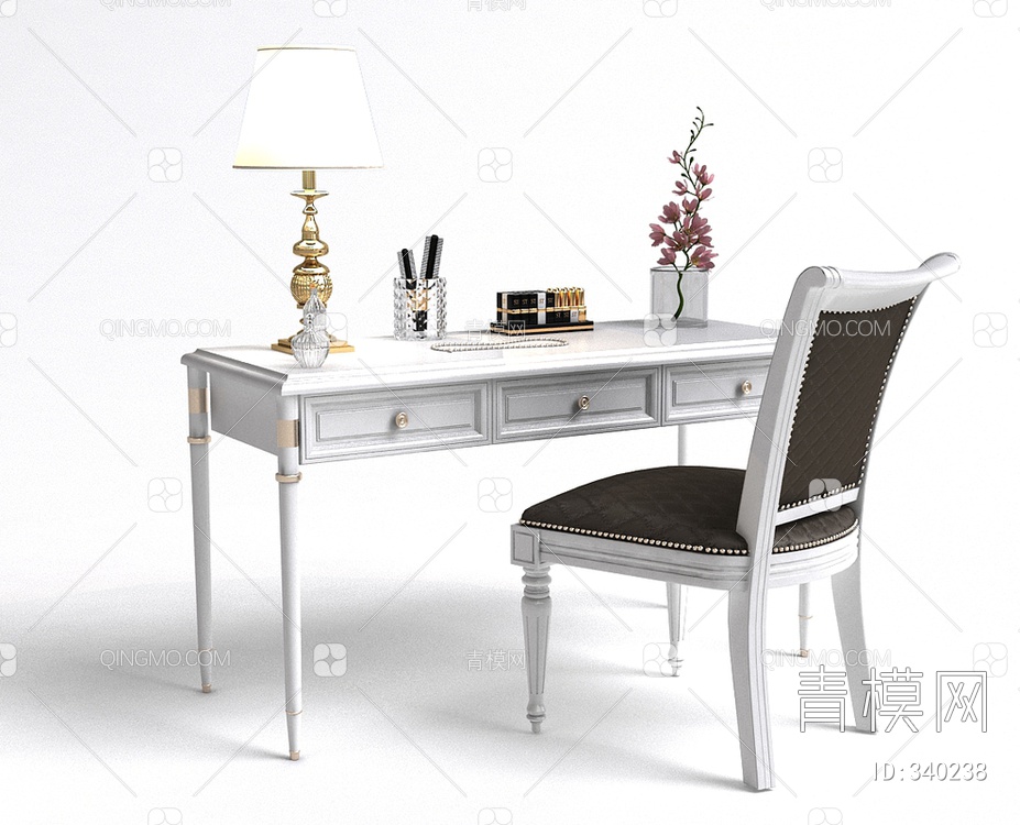 书桌椅组合3D模型下载【ID:340238】