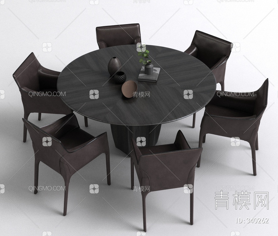 圆桌椅组合3D模型下载【ID:340262】