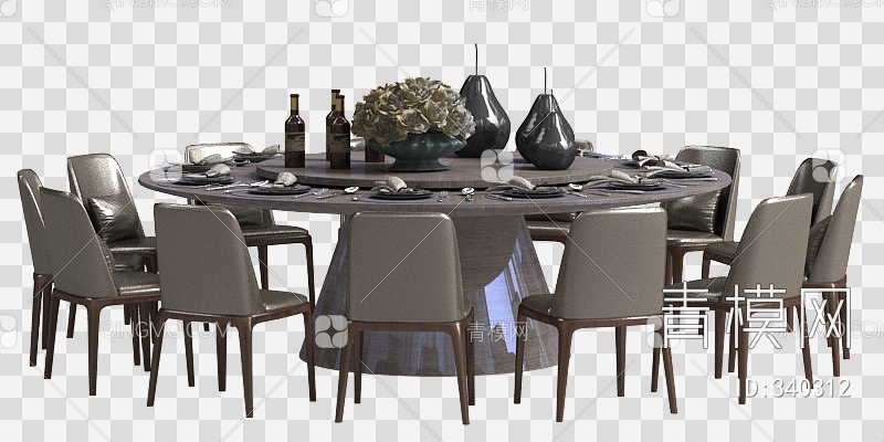 餐厅餐桌椅组合3D模型下载【ID:340312】