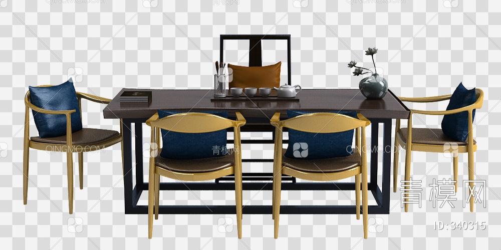 茶桌椅组合3D模型下载【ID:340315】