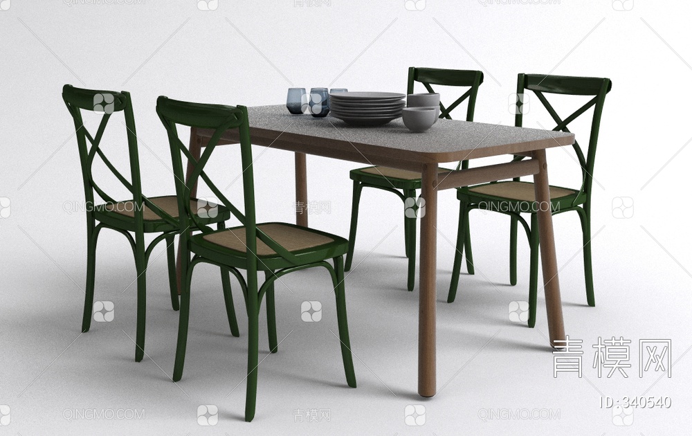 餐桌椅组合3D模型下载【ID:340540】