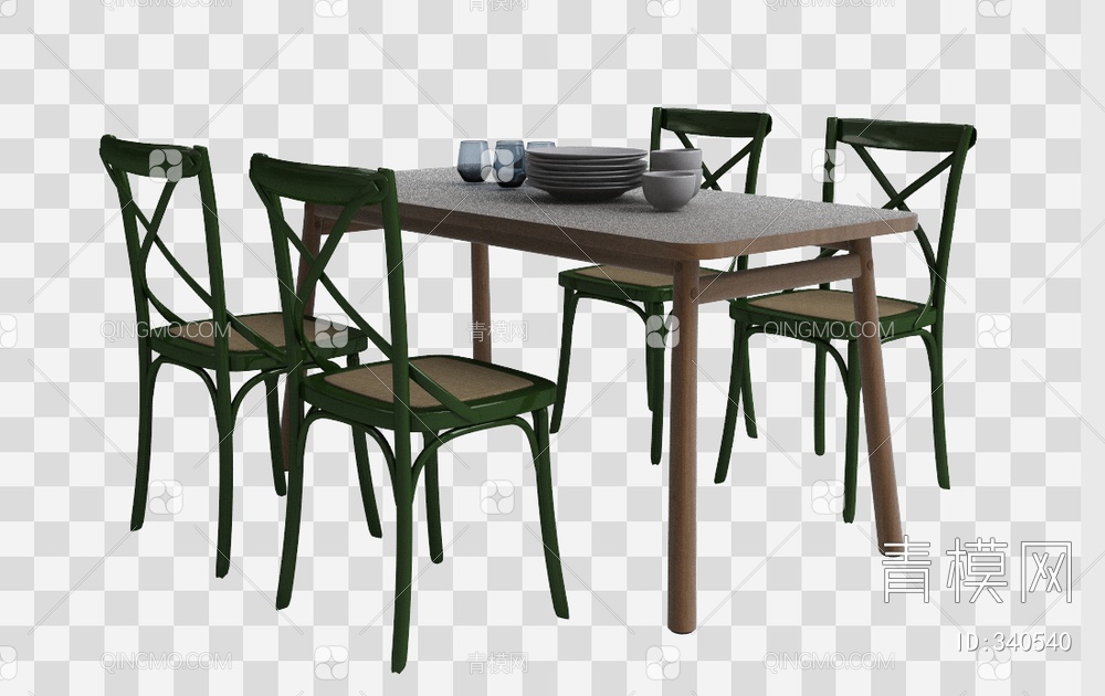 餐桌椅组合3D模型下载【ID:340540】