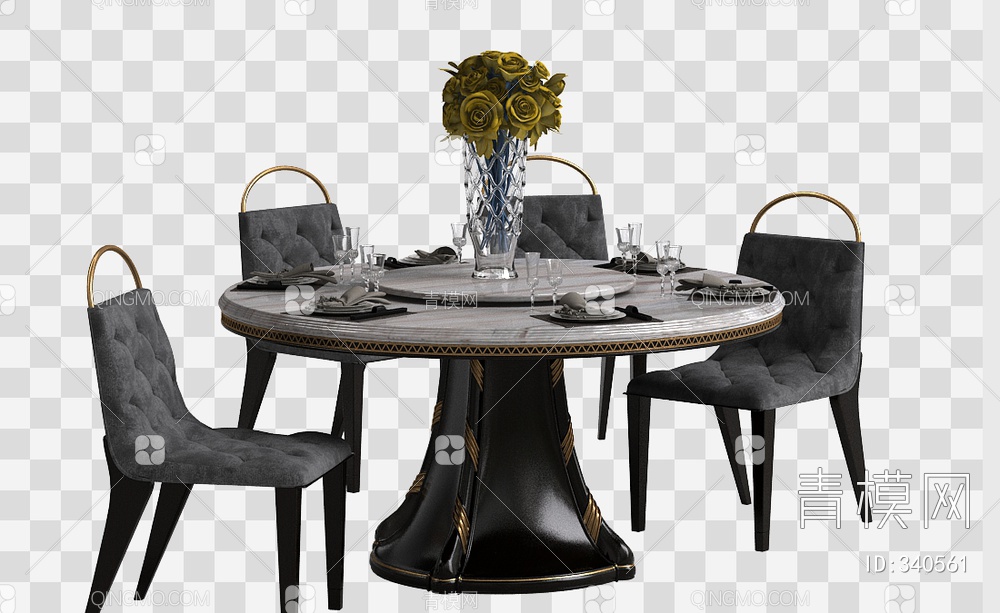 餐桌椅组合3D模型下载【ID:340561】