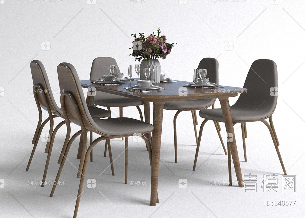 餐桌椅组合3D模型下载【ID:340577】