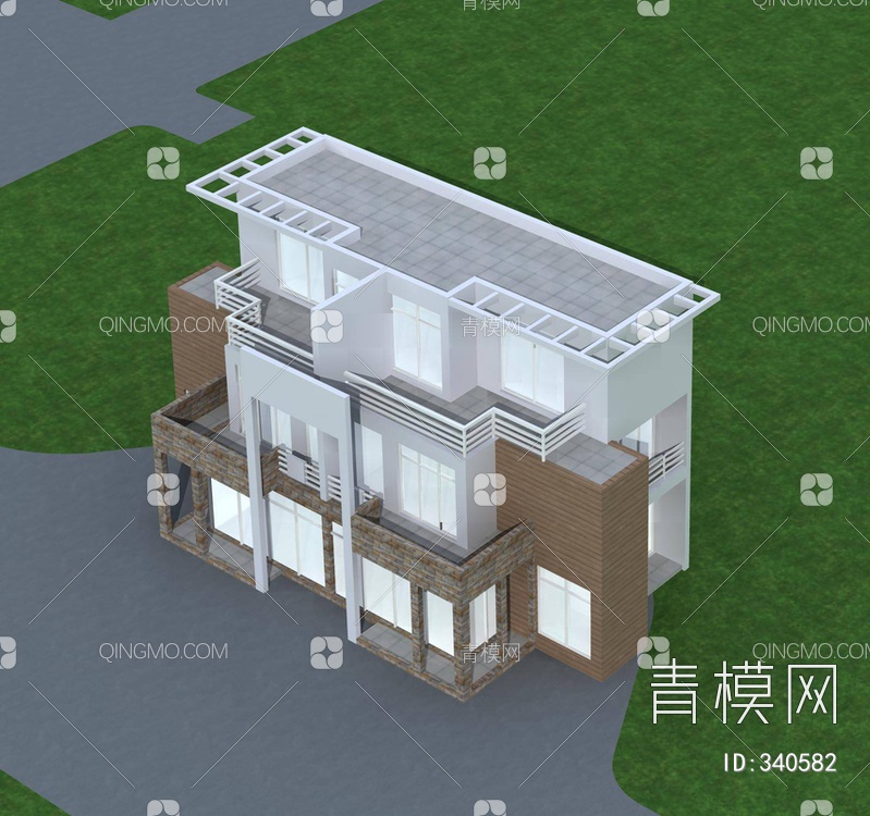 双拼别墅3D模型下载【ID:340582】