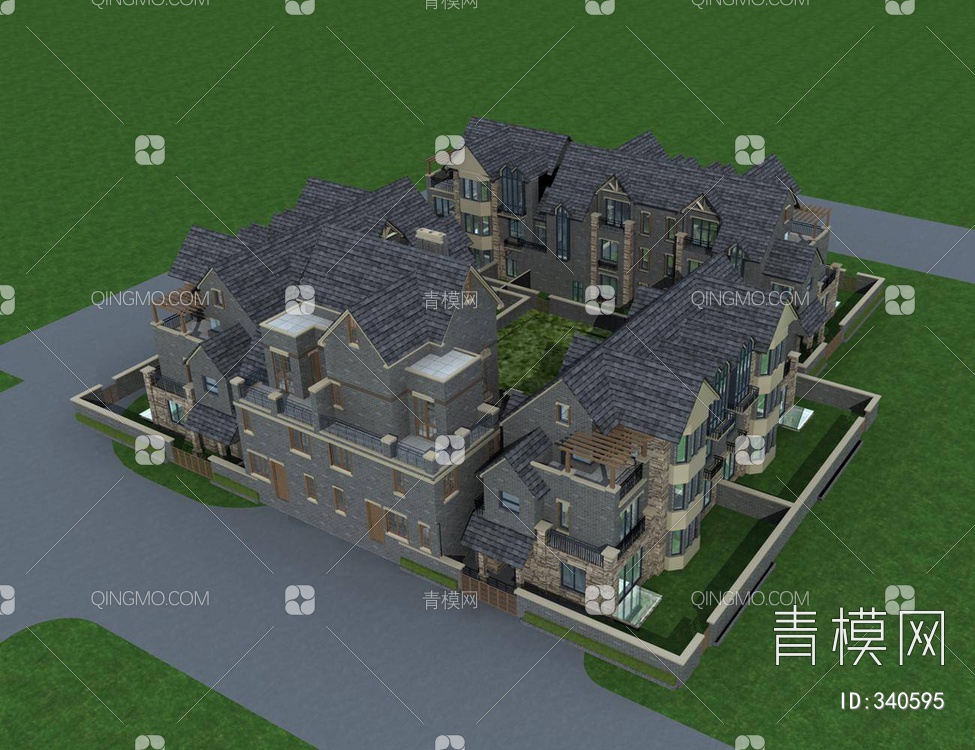 英式联排别墅3D模型下载【ID:340595】