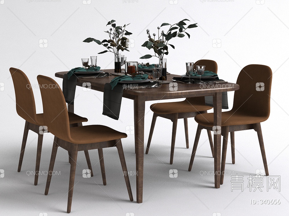 餐桌椅组合3D模型下载【ID:340656】