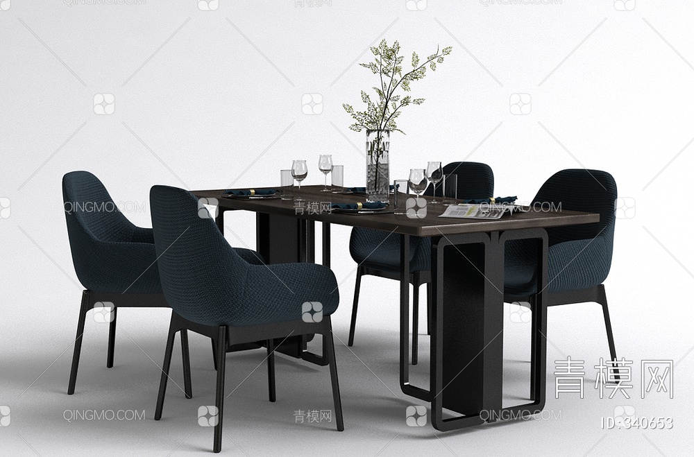 餐桌椅组合3D模型下载【ID:340653】