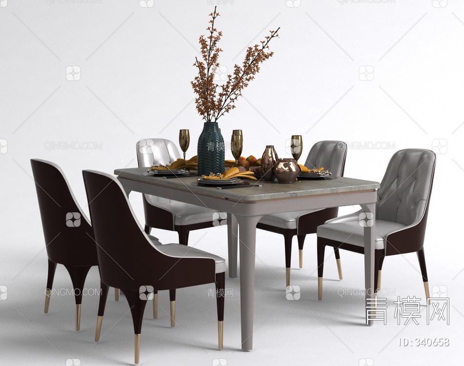 餐桌椅组合3D模型下载【ID:340658】