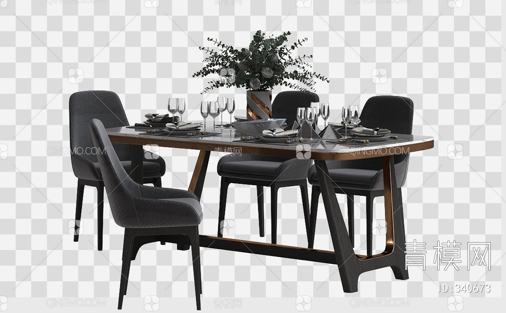 餐桌椅组合3D模型下载【ID:340673】