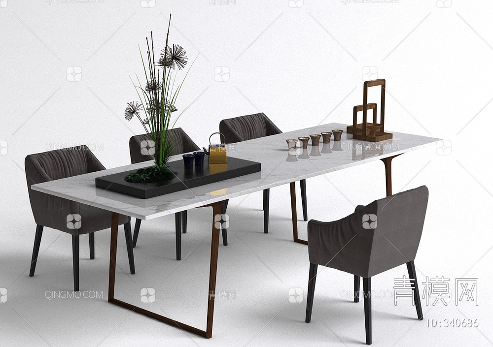 餐桌椅组合3D模型下载【ID:340686】