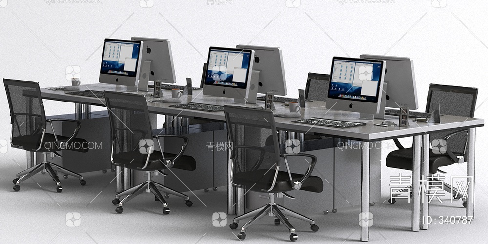 办公桌椅组合3D模型下载【ID:340787】