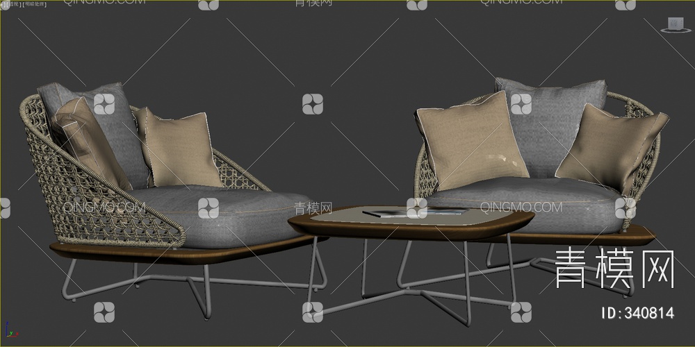 休闲椅组合3D模型下载【ID:340814】