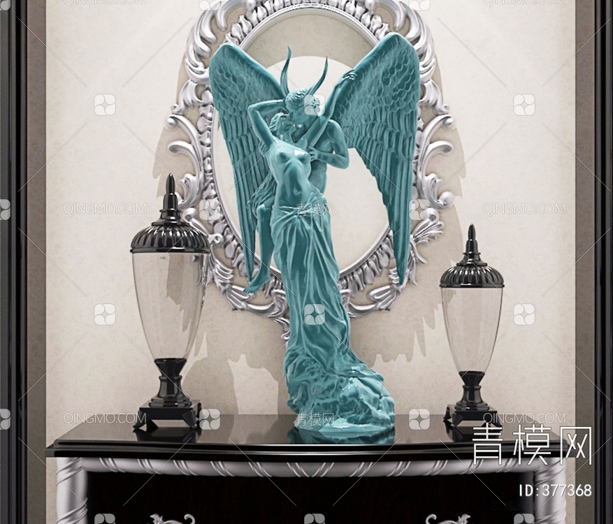 西方经典雕塑天使之吻摆件3D模型下载【ID:377368】