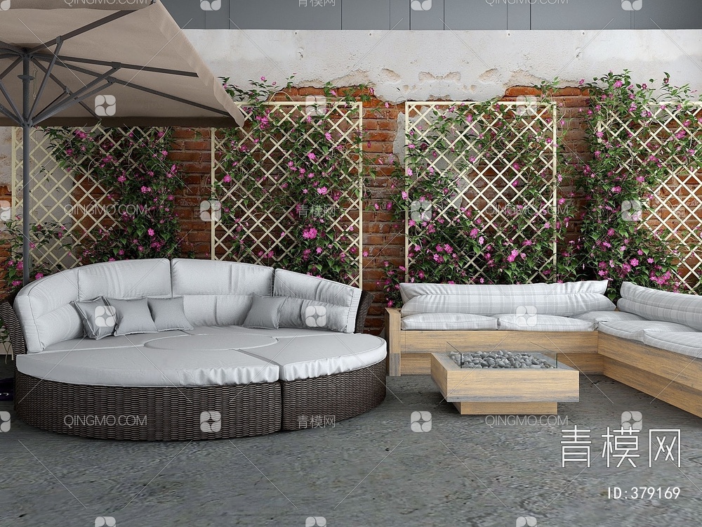 户外花园沙发组合3D模型下载【ID:379169】