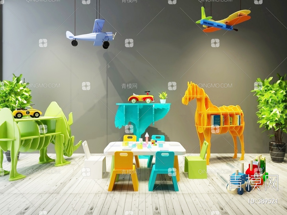 儿童桌椅3D模型下载【ID:389521】