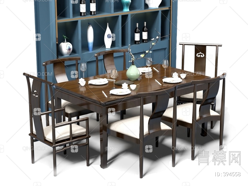 餐桌椅组合3D模型下载【ID:394558】