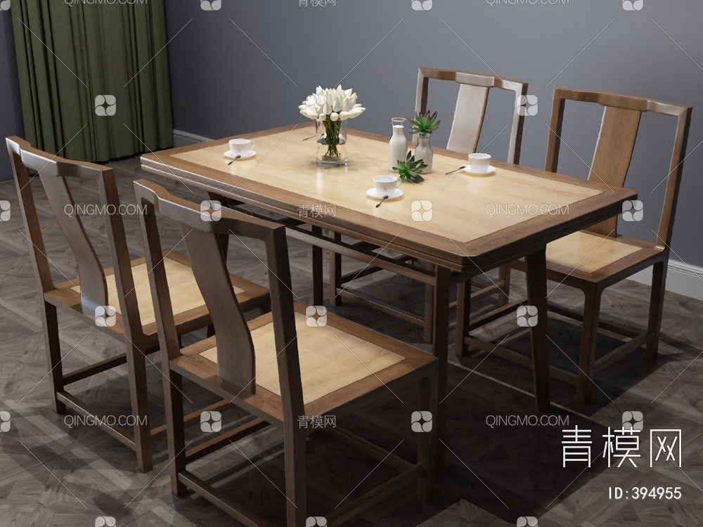 餐桌椅组合3D模型下载【ID:394955】