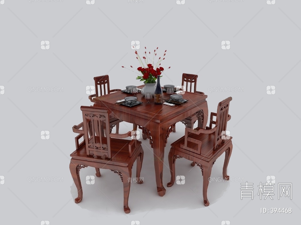 餐桌椅组合3D模型下载【ID:394468】