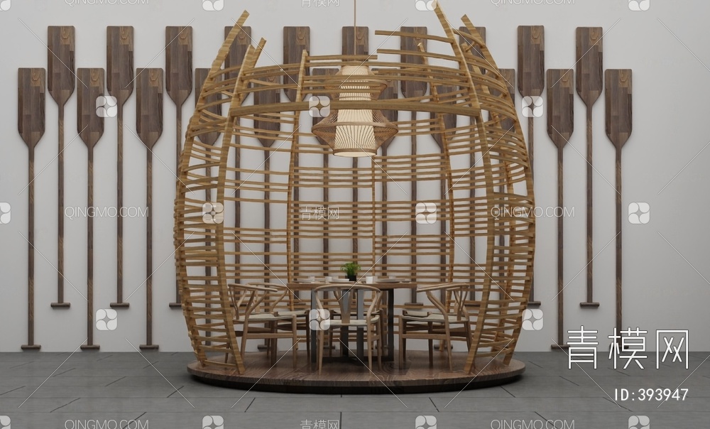 餐桌椅组合3D模型下载【ID:393947】