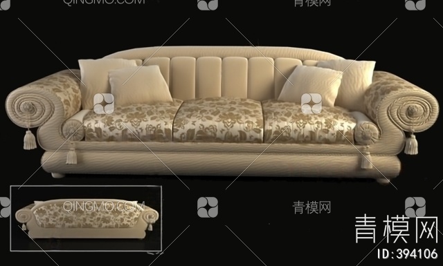 三人沙发3D模型下载【ID:394106】