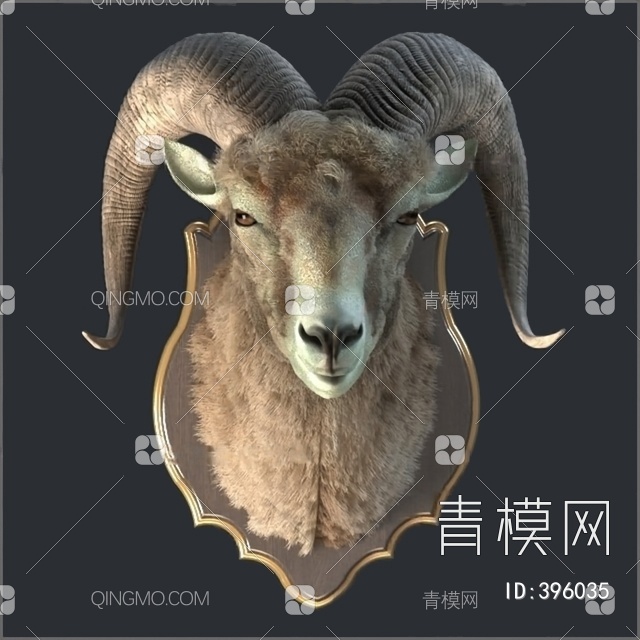 羊头墙饰3D模型下载【ID:396035】