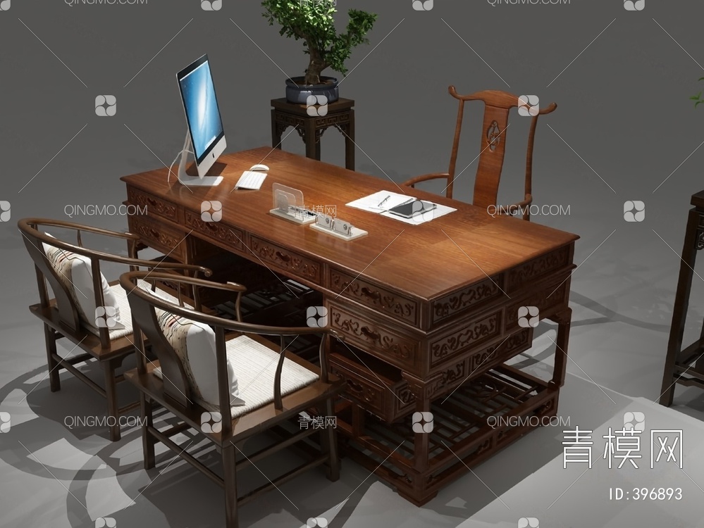 办公桌椅3D模型下载【ID:396893】