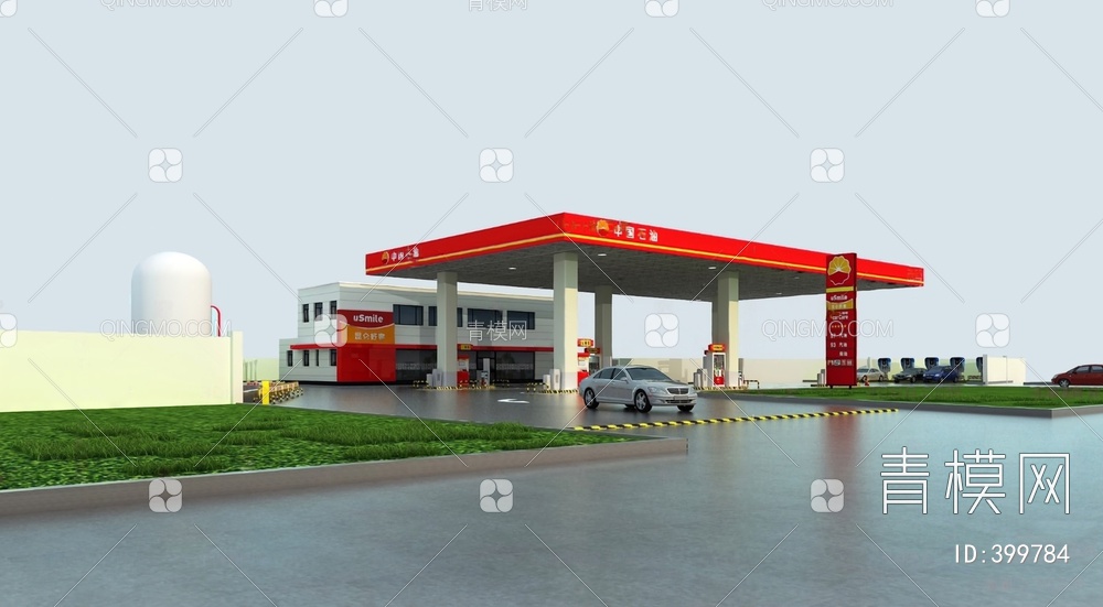 中国石油加油站3D模型下载【ID:399784】